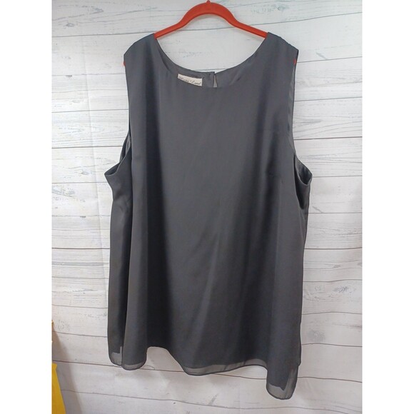 Vtg Misty Lane Evening Black Top Plus Size 34 Sleeveless Chiffon - Picture 1 of 5
